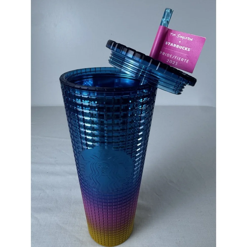 Tim Singleton X Starbucks 2023 Collab Rainbow Ombré Finish 24 Oz Coffee Tumbler